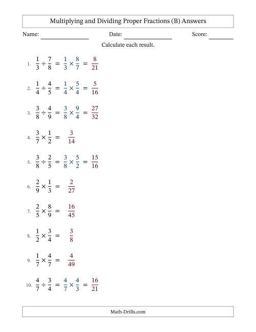 The Multiplying and Dividing Proper Fractions with No Simplifying (Fillable) (B) Math Worksheet Page 2