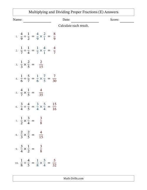 The Multiplying and Dividing Proper Fractions with No Simplifying (Fillable) (E) Math Worksheet Page 2