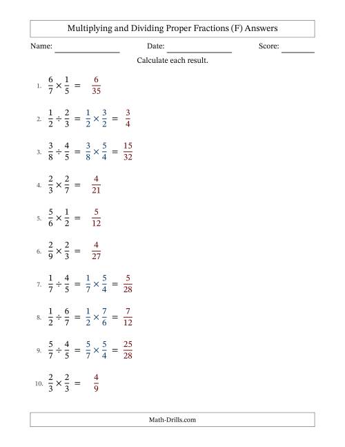 The Multiplying and Dividing Proper Fractions with No Simplifying (Fillable) (F) Math Worksheet Page 2