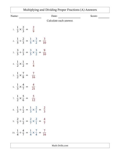 The Multiplying and Dividing Proper Fractions with No Simplifying (Fillable) (All) Math Worksheet Page 2
