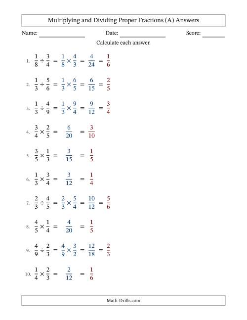 The Multiplying and Dividing Proper Fractions with All Simplifying (Fillable) (All) Math Worksheet Page 2