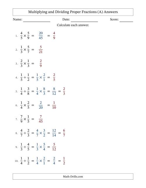 The Multiplying and Dividing Proper Fractions with Some Simplifying (Fillable) (All) Math Worksheet Page 2