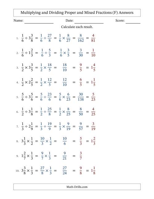 The Multiplying and Dividing Proper and Mixed Fractions with All Simplifying (Fillable) (F) Math Worksheet Page 2