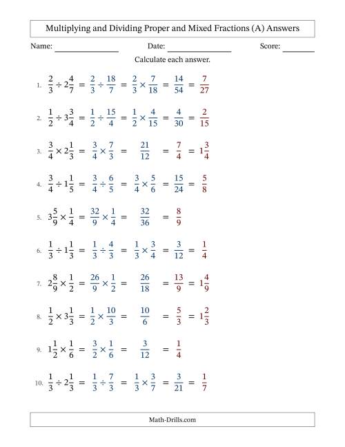 The Multiplying and Dividing Proper and Mixed Fractions with All Simplifying (Fillable) (All) Math Worksheet Page 2