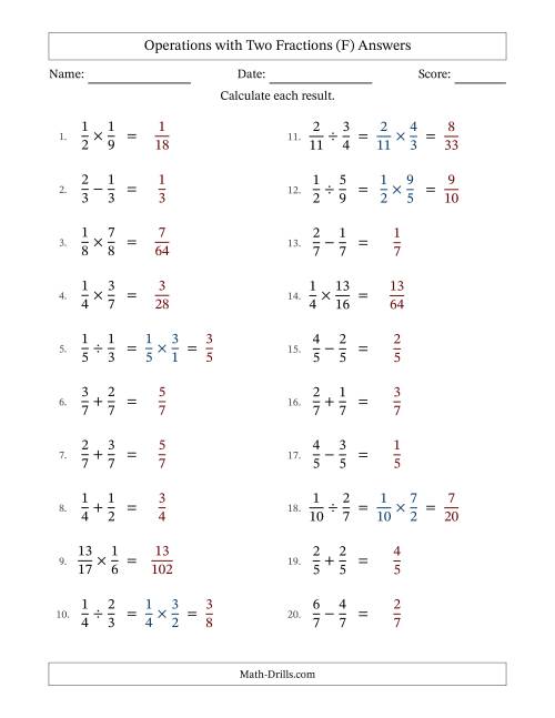 The Operations with Two Proper Fractions with Equal Denominators, Proper Fractions Results and No Simplifying (Fillable) (F) Math Worksheet Page 2