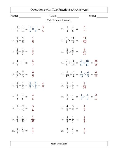 The Operations with Two Proper Fractions with Equal Denominators, Proper Fractions Results and No Simplifying (Fillable) (All) Math Worksheet Page 2