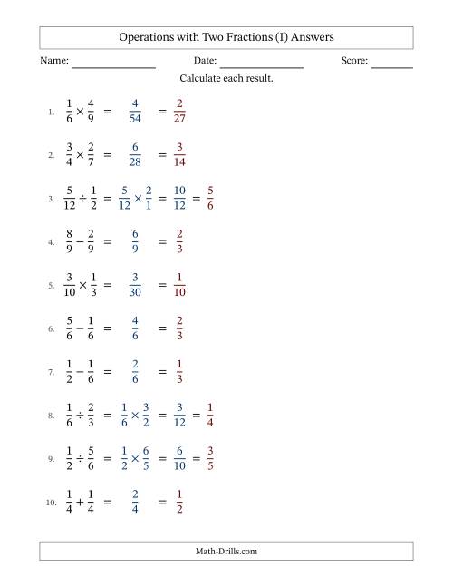The Operations with Two Proper Fractions with Equal Denominators, Proper Fractions Results and All Simplifying (Fillable) (I) Math Worksheet Page 2