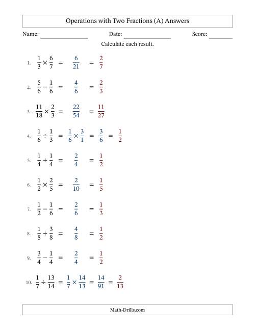 The Operations with Two Proper Fractions with Equal Denominators, Proper Fractions Results and All Simplifying (Fillable) (All) Math Worksheet Page 2