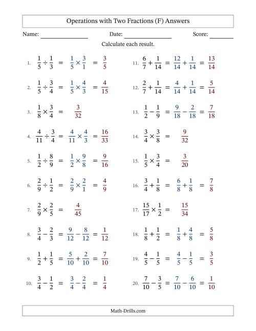 The Operations with Two Proper Fractions with Similar Denominators, Proper Fractions Results and No Simplifying (Fillable) (F) Math Worksheet Page 2