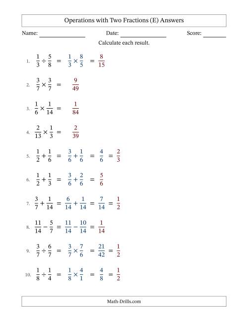 The Operations with Two Proper Fractions with Similar Denominators, Proper Fractions Results and Some Simplifying (Fillable) (E) Math Worksheet Page 2