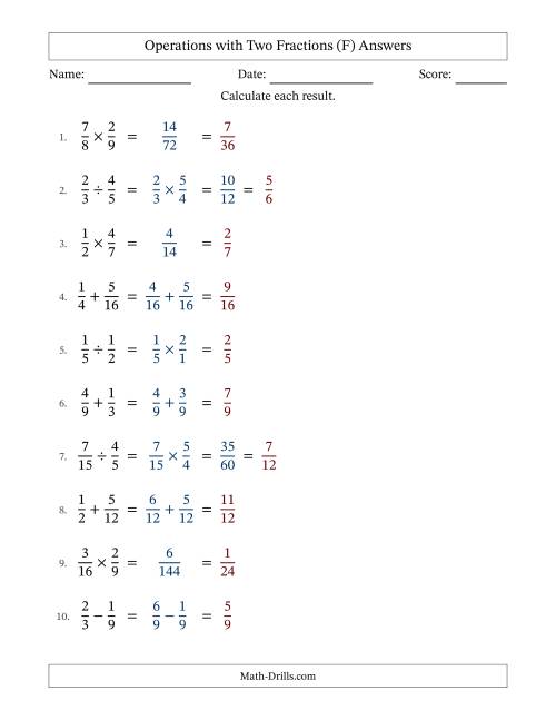 The Operations with Two Proper Fractions with Similar Denominators, Proper Fractions Results and Some Simplifying (Fillable) (F) Math Worksheet Page 2