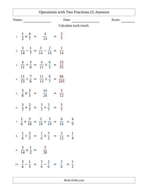 The Operations with Two Proper Fractions with Similar Denominators, Proper Fractions Results and Some Simplifying (Fillable) (J) Math Worksheet Page 2