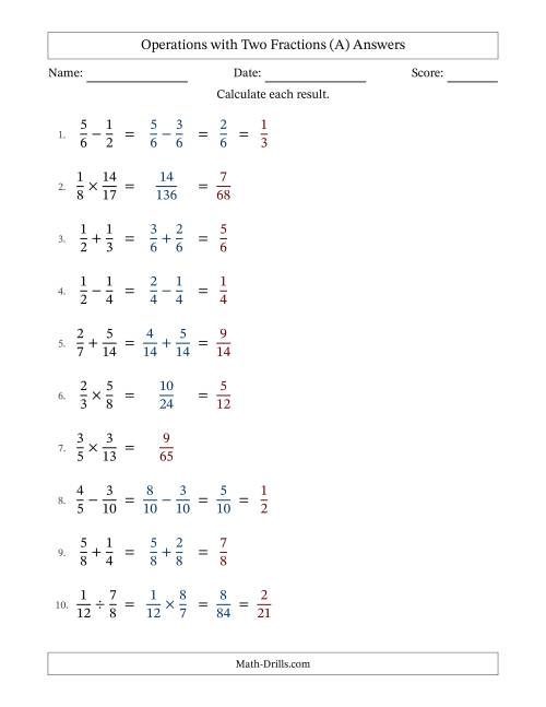 The Operations with Two Proper Fractions with Similar Denominators, Proper Fractions Results and Some Simplifying (Fillable) (All) Math Worksheet Page 2