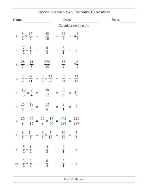 The Operations with Proper and Improper Fractions with Equal Denominators, Mixed Fractions Results and All Simplifying (Fillable) (E) Math Worksheet Page 2