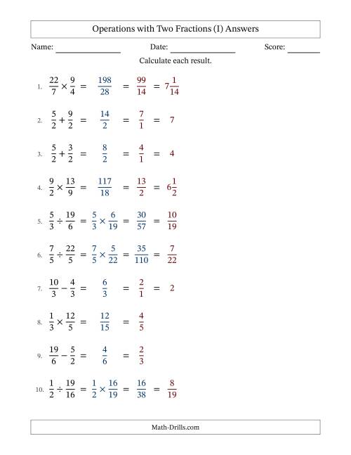 The Operations with Proper and Improper Fractions with Equal Denominators, Mixed Fractions Results and All Simplifying (Fillable) (I) Math Worksheet Page 2