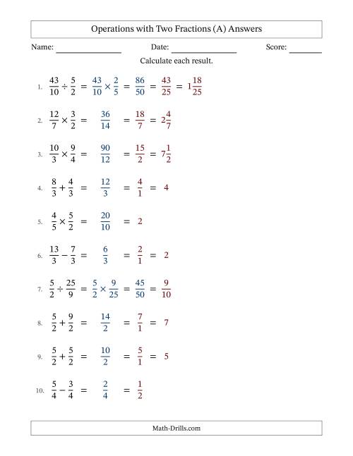 The Operations with Proper and Improper Fractions with Equal Denominators, Mixed Fractions Results and All Simplifying (Fillable) (All) Math Worksheet Page 2