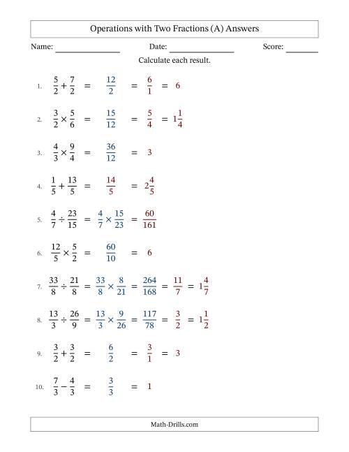 The Operations with Proper and Improper Fractions with Equal Denominators, Mixed Fractions Results and Some Simplifying (Fillable) (All) Math Worksheet Page 2