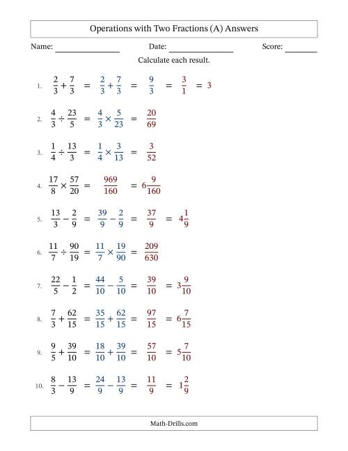 The Operations with Proper and Improper Fractions with Similar Denominators, Mixed Fractions Results and Some Simplifying (Fillable) (All) Math Worksheet Page 2