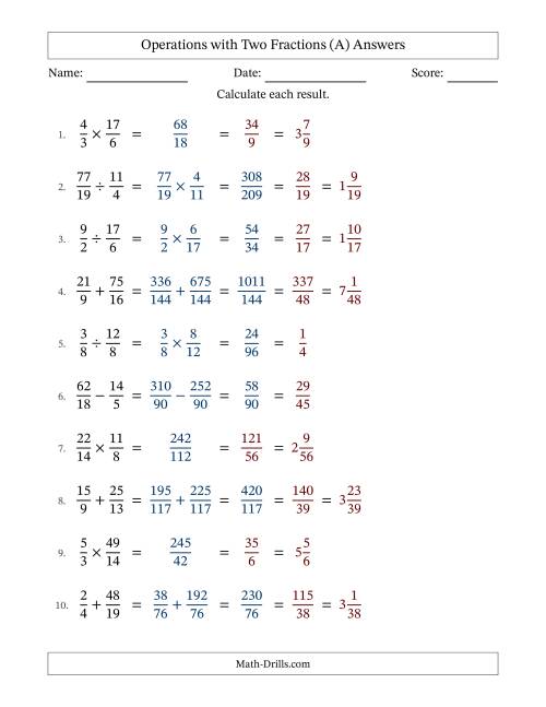 The Operations with Proper and Improper Fractions with Unlike Denominators, Mixed Fractions Results and All Simplifying (Fillable) (All) Math Worksheet Page 2