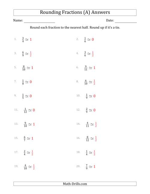 The Rounding Fractions to the Nearest Half (All) Math Worksheet Page 2