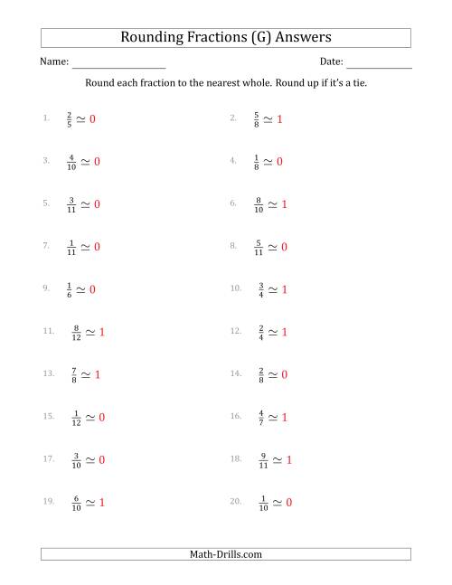 The Rounding Fractions to the Nearest Whole (G) Math Worksheet Page 2
