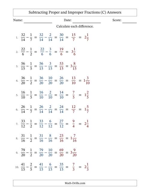 Subtracting Fractions with Easy to Find Common Denominators and Some