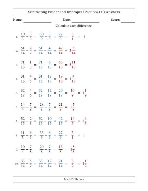 Subtracting Fractions with Easy to Find Common Denominators and Some