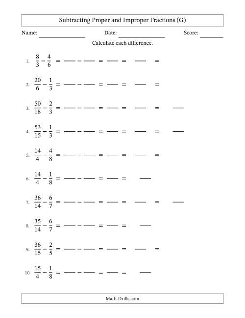 Subtracting Fractions with Easy to Find Common Denominators and Some