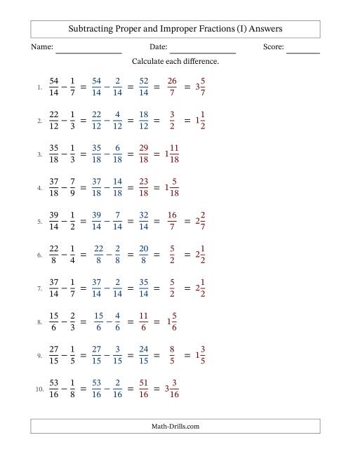 Subtracting Fractions with Easy to Find Common Denominators and Some