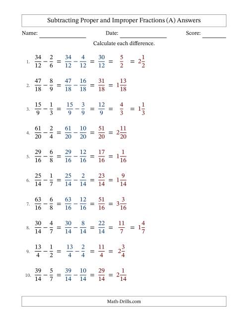 Subtracting Fractions with Easy to Find Common Denominators and Some