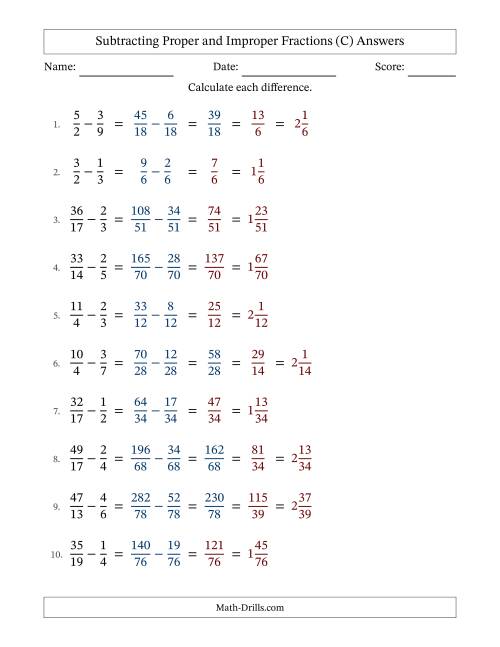 subtracting fractions with unlike denominators and some