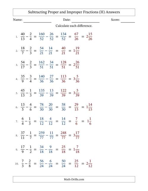 subtracting fractions with unlike denominators and some