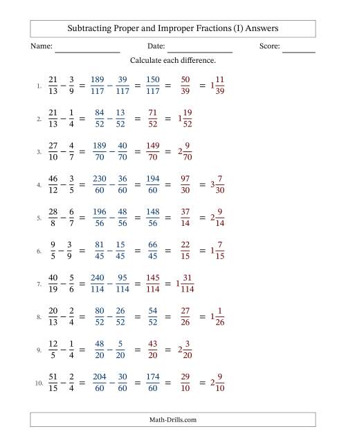 subtracting fractions with unlike denominators and some