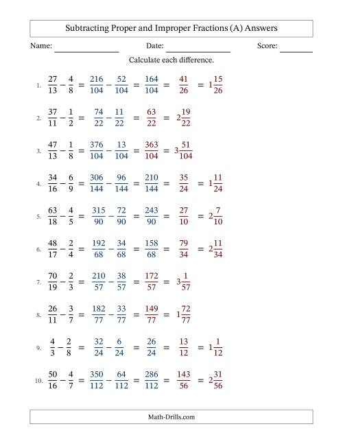 subtracting fractions with unlike denominators and some