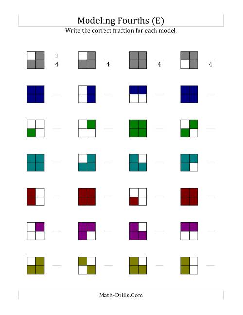The Fourths Models (Color Version) (E) Math Worksheet