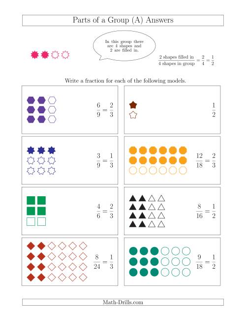 Parts of a Group Fraction Models with Halves and Thirds (A)