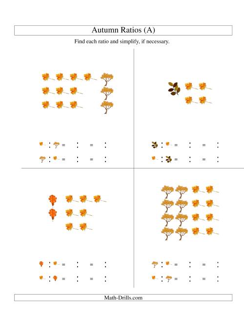 The Autumn Picture Simple Ratios (A) Math Worksheet