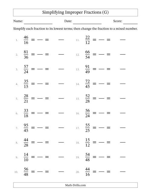 simplifying-improper-fractions-to-lowest-terms-easier-questions-g