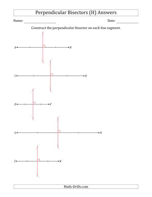 The Constructing Perpendicular Bisectors on Horizontal Line Segments (H) Math Worksheet Page 2