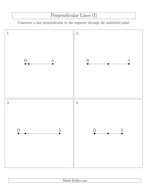 The Construct Perpendicular Lines Through Points on a Line Segment (I) Math Worksheet