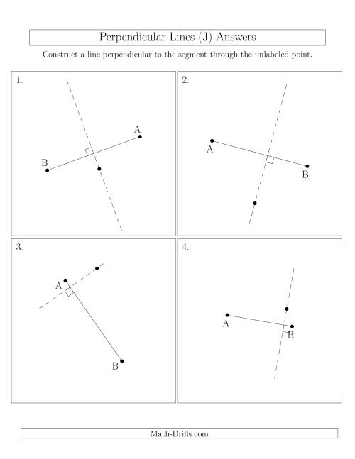 The Perpendicular Lines Through Points Not on a Line Segment (Segments are randomly rotated) (J) Math Worksheet Page 2