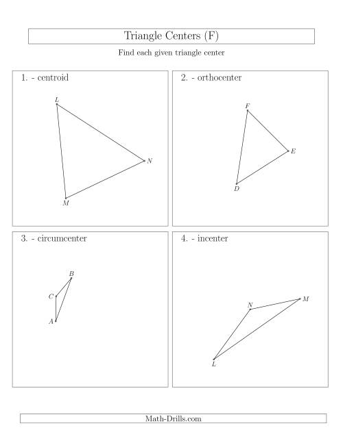 The Contructing Centers for Acute and Obtuse Triangles (F) Math Worksheet