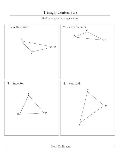 The Contructing Centers for Acute and Obtuse Triangles (G) Math Worksheet
