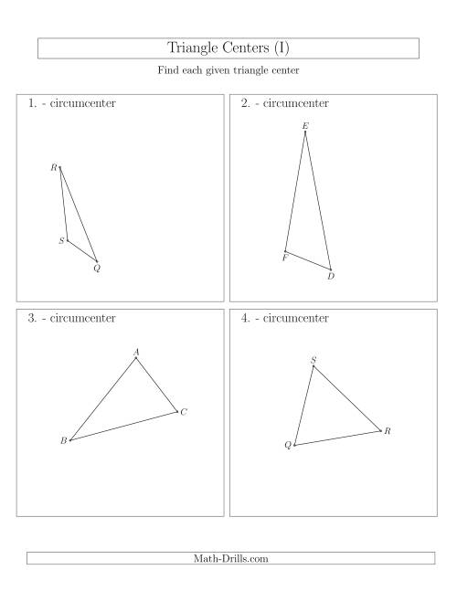 The Contructing Circumcenters for Acute and Obtuse Triangles (I) Math Worksheet
