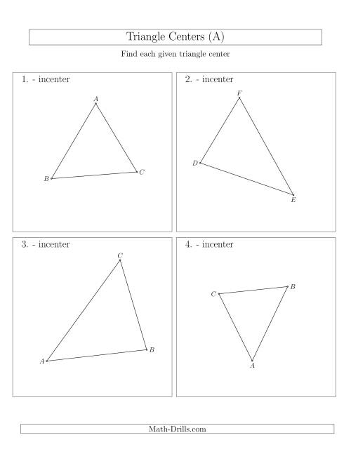 The Contructing Incenters for Acute Triangles (A) Math Worksheet