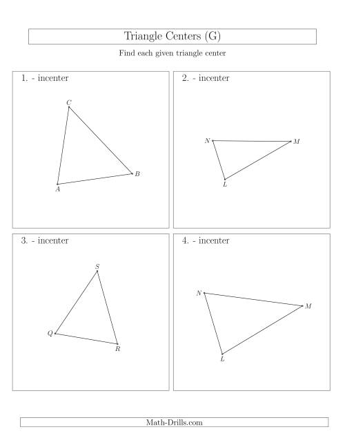 The Contructing Incenters for Acute Triangles (G) Math Worksheet