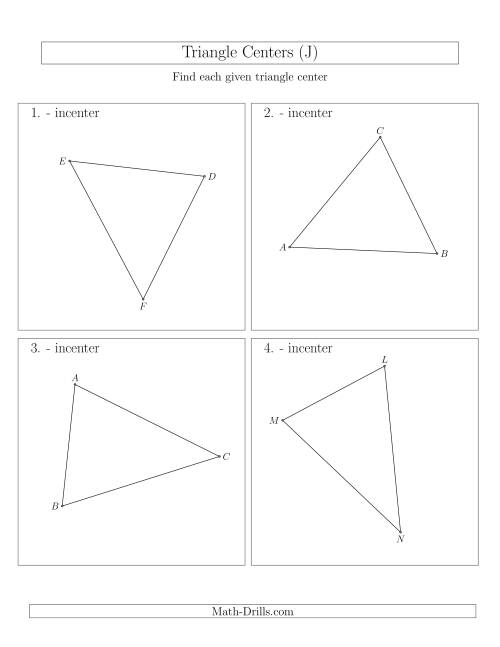 The Contructing Incenters for Acute Triangles (J) Math Worksheet