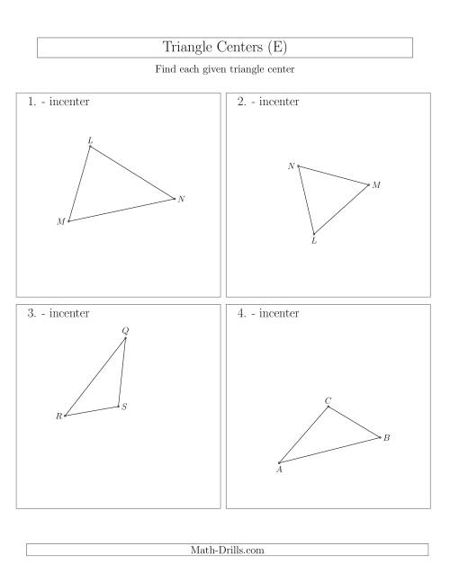 The Contructing Incenters for Acute and Obtuse Triangles (E) Math Worksheet
