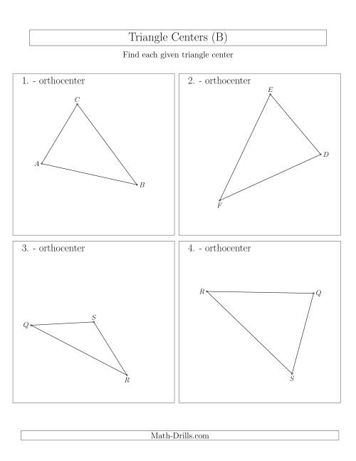 The Contructing Orthocenters for Acute and Obtuse Triangles (B) Math Worksheet