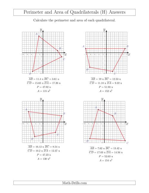 coordinate plane area and perimeter worksheets